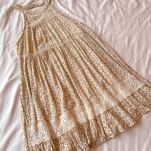 White with yellow floral pattern dress